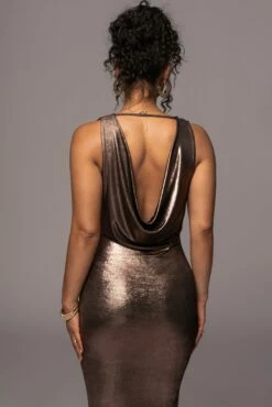 Rose Gold Highlights Cowl Neck Maxi Dress 24 Rose Gold Highlights Cowl Neck Maxi Dress -Jluxlabel Shop PRODUCT JUL112023 CHIFFON 96