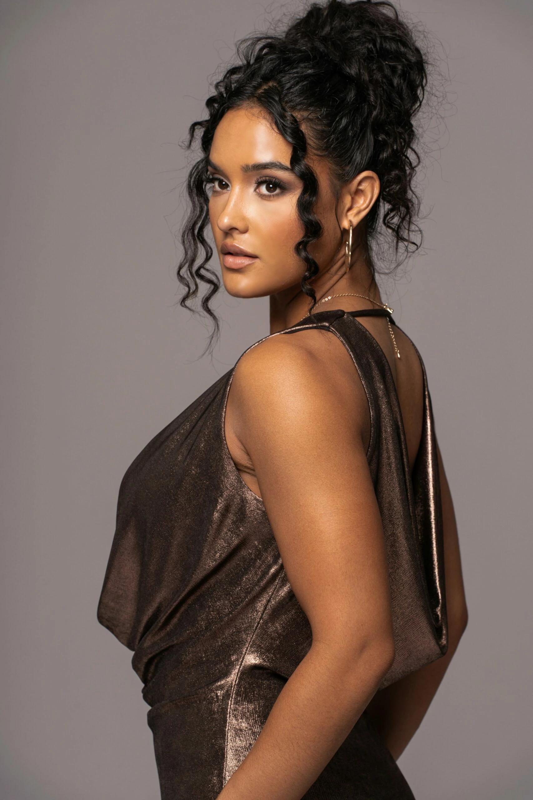 Rose Gold Highlights Cowl Neck Maxi Dress 11 Rose Gold Highlights Cowl Neck Maxi Dress - Image 9