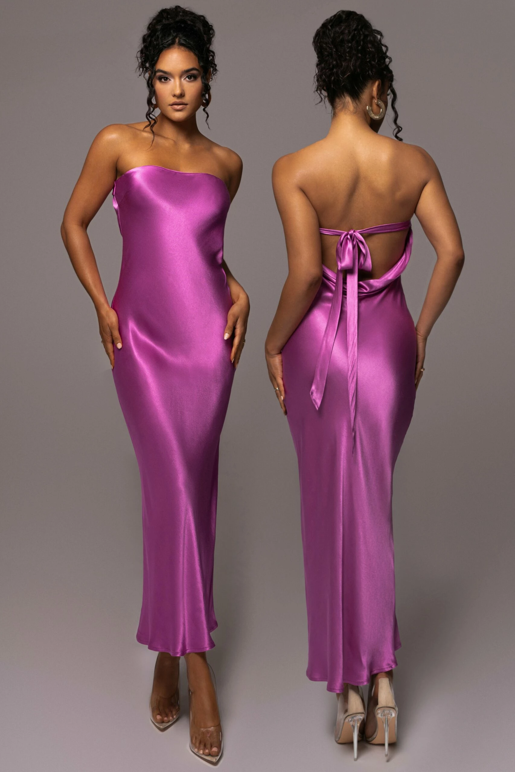 Purple Irina Satin Strapless Maxi Dress 3 Purple Irina Satin Strapless Maxi Dress