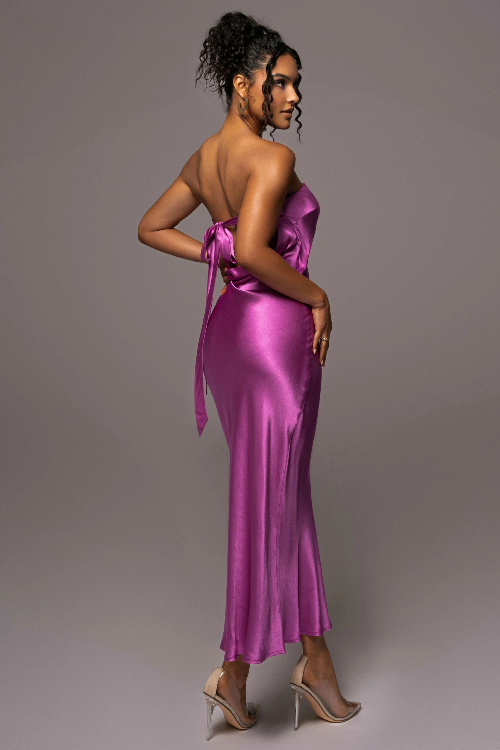 Purple Irina Satin Strapless Maxi Dress 10 Purple Irina Satin Strapless Maxi Dress - Image 8