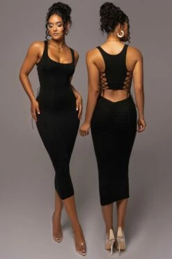 Black Late Nights Midi Dress