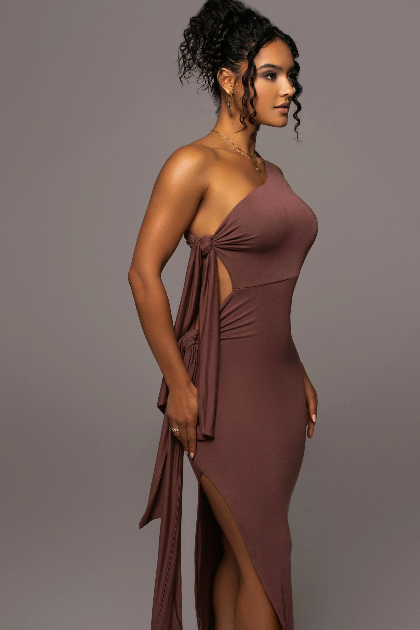 Chocolate Out Of Mind One Shoulder Dress 4 Chocolate Out Of Mind One Shoulder Dress - Image 2