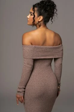 Brown Take A Chance Off-Shoulder Dress -Jluxlabel Shop PRODUCT JUL132023 ASAPMISSING 48
