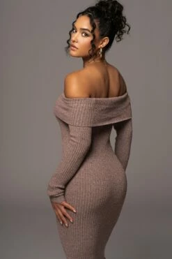 Brown Take A Chance Off-Shoulder Dress -Jluxlabel Shop PRODUCT JUL132023 ASAPMISSING 49