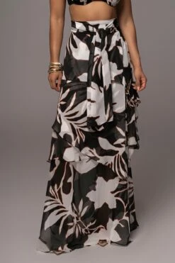 White Floral Printed Love Two-Piece Set -Jluxlabel Shop PRODUCT JUL132023 CHIFFON 100