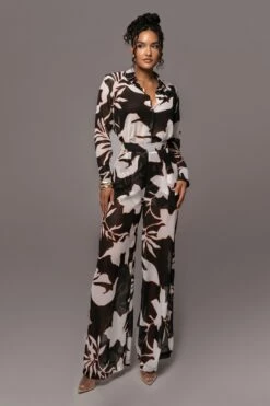 Ivory Floral Stay For A While Printed Trousers