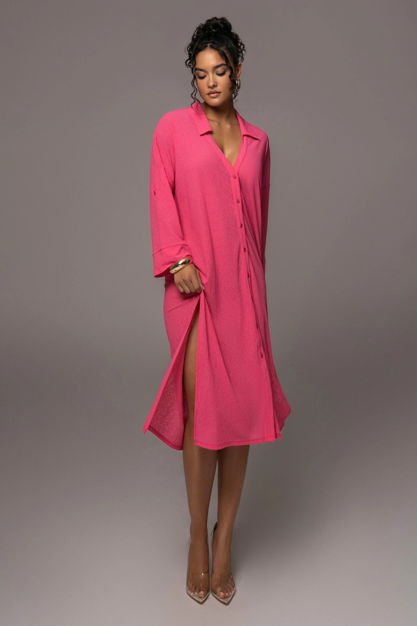 Fuchsia Sunlight Crinkled Mesh Skirt Set 4 Fuchsia Sunlight Crinkled Mesh Skirt Set - Image 2