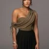 Olive New Obsession Draped Top 2 Olive New Obsession Draped Top -Jluxlabel Shop PRODUCT JUL132023 CHIFFON 38