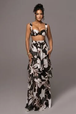 White Floral Printed Love Two-Piece Set -Jluxlabel Shop PRODUCT JUL132023 CHIFFON 92