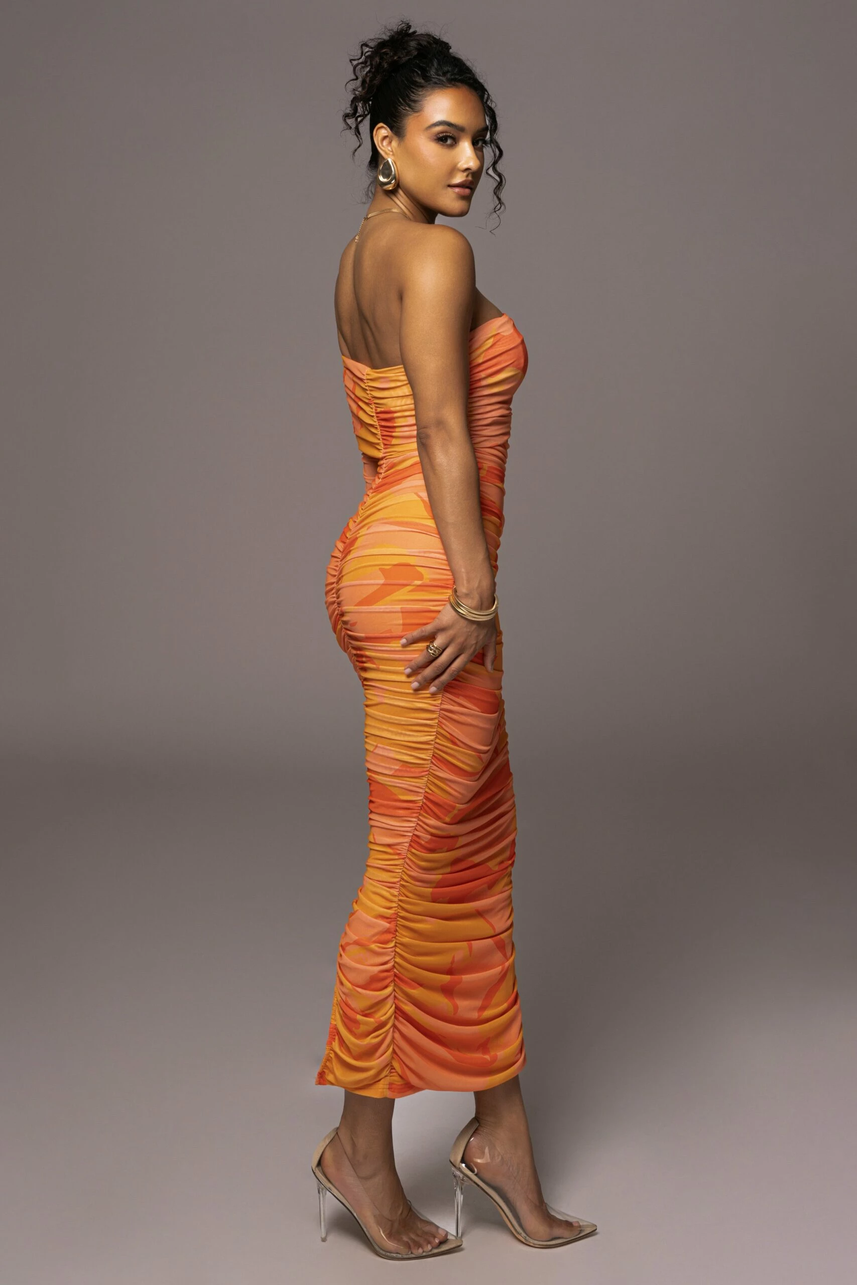Orange Capri Ruched Dress 8 Orange Capri Ruched Dress - Image 6