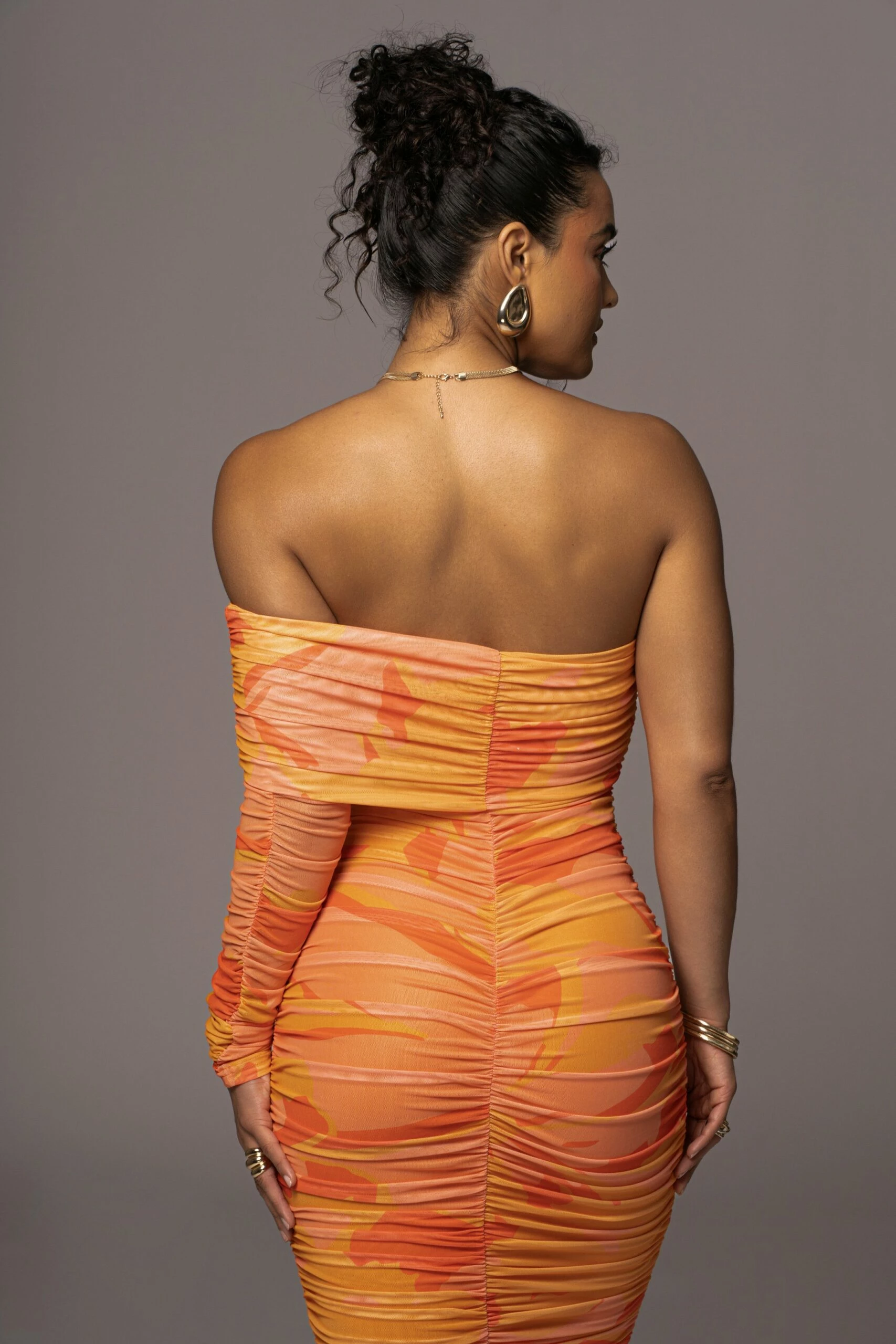 Orange Capri Ruched Dress 11 Orange Capri Ruched Dress - Image 9