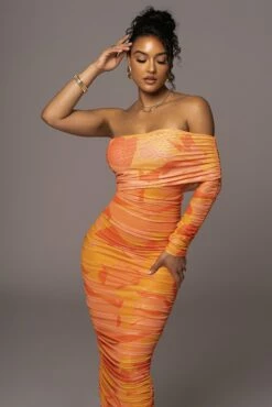 Orange Capri Ruched Dress 18 Orange Capri Ruched Dress -Jluxlabel Shop PRODUCT JUL262023 ASAP 30