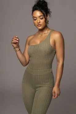 Olive Malibu Nights One Shoulder Bodysuit