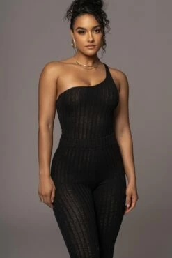 Black Malibu Nights One Shoulder Bodysuit