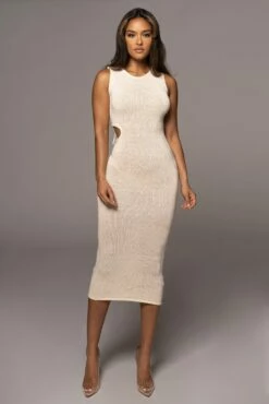 Ivory Opposites Attract Midi Dress