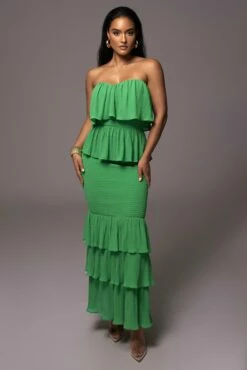 Green Casa Blanca Ruffle Dress -Jluxlabel Shop PRODUCT JUL52023 32