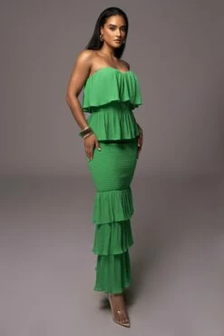 Green Casa Blanca Ruffle Dress -Jluxlabel Shop PRODUCT JUL52023 34