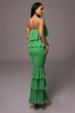 Green Casa Blanca Ruffle Dress -Jluxlabel Shop PRODUCT JUL52023 36