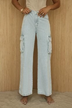 Medium Wash Denim Val Slouch Cargo Jeans 12 Medium Wash Denim Val Slouch Cargo Jeans -Jluxlabel Shop PRODUCT JUL52023 CROCHET2 123