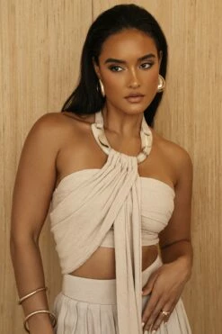 Natural TAKE A SEAT HALTER TOP -Jluxlabel Shop PRODUCT JUL52023 CROCHET2 265