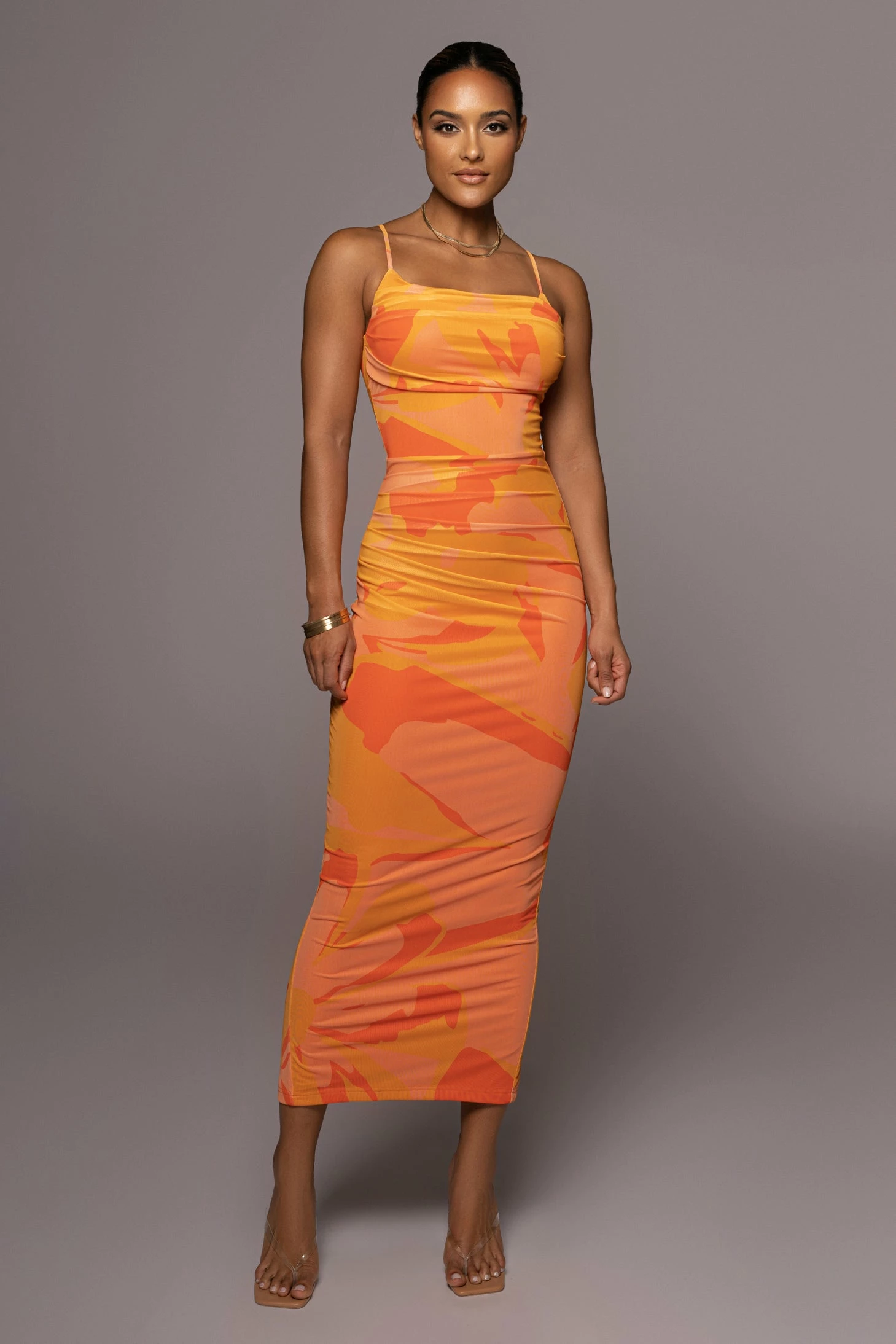 Orange Naylene Ruched Dress 5 Orange Naylene Ruched Dress - Image 3