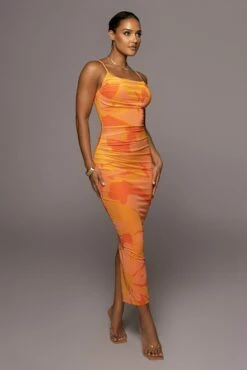 Orange Naylene Ruched Dress 16 Orange Naylene Ruched Dress -Jluxlabel Shop PRODUCT JUL72022 SUMMER4 173