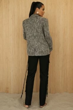 Black Cyra Tailored Linen Blazer -Jluxlabel Shop PRODUCT JUNE272023 CROCHET 39
