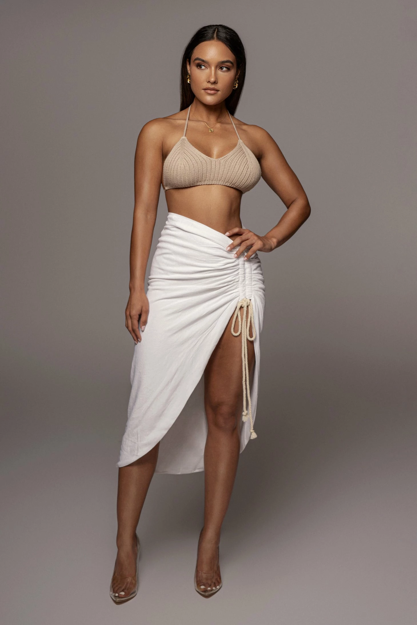 Ivory Spring Ruched Linen Skirt 9 Ivory Spring Ruched Linen Skirt - Image 7