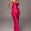 Pink Come Find Me Satin Maxi Dress