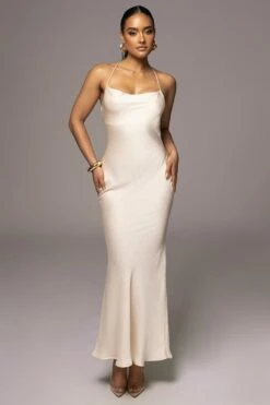 White Alessia Satin Maxi Dress