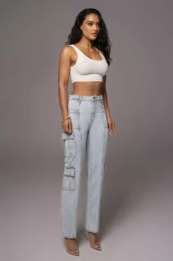 Light Wash Denim Undercover Cargo Jeans -Jluxlabel Shop PRODUCT JUNE82023 NEWARRIVALS 100