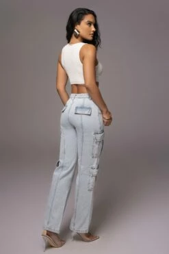 Light Wash Denim Undercover Cargo Jeans -Jluxlabel Shop PRODUCT JUNE82023 NEWARRIVALS 102