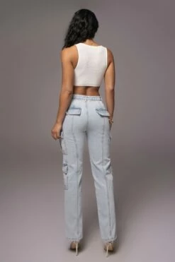 Light Wash Denim Undercover Cargo Jeans -Jluxlabel Shop PRODUCT JUNE82023 NEWARRIVALS 103