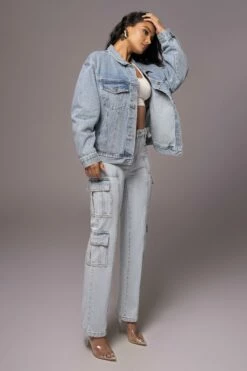 Light Wash Denim Undercover Cargo Jeans -Jluxlabel Shop PRODUCT JUNE82023 NEWARRIVALS 109