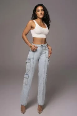 Light Wash Denim Undercover Cargo Jeans -Jluxlabel Shop PRODUCT JUNE82023 NEWARRIVALS 99