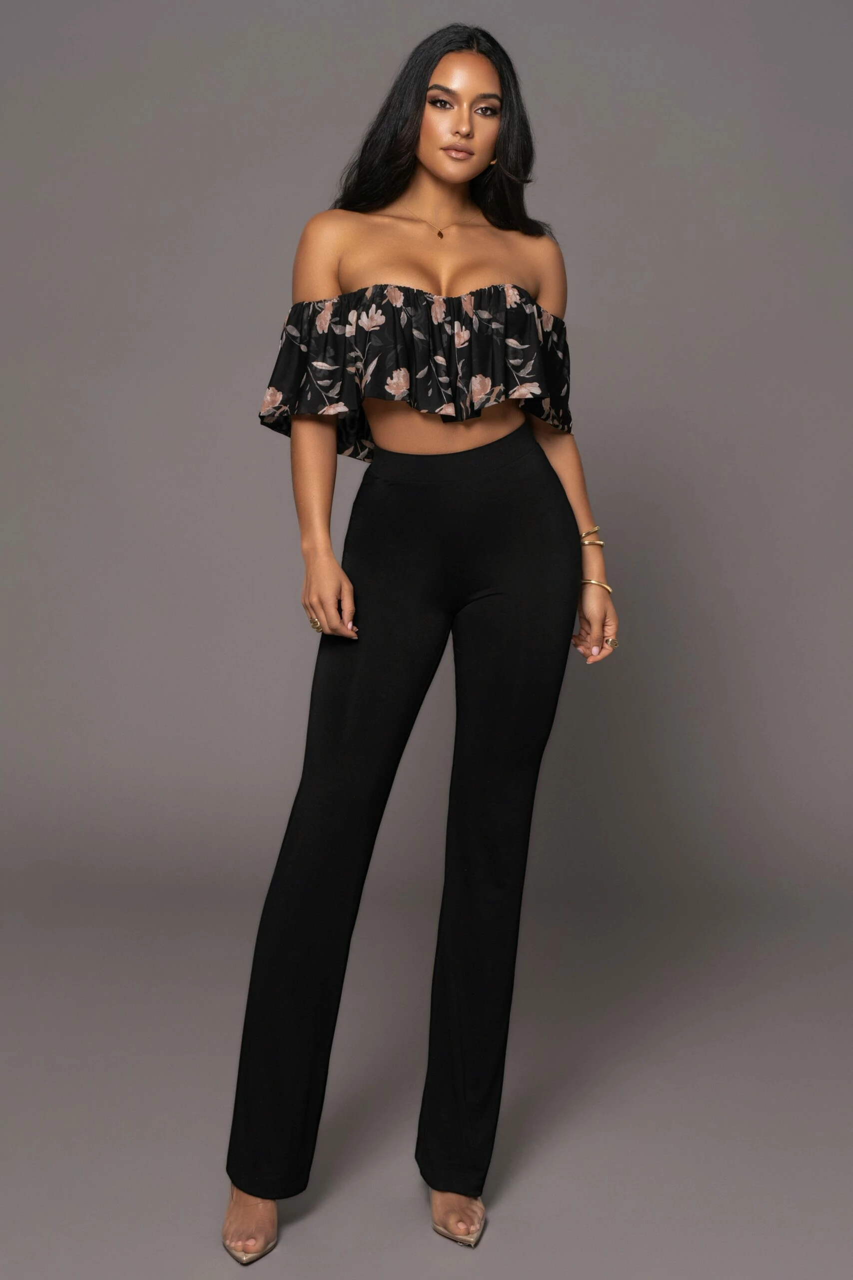Black Floral Garden Party Crop Top 4 Black Floral Garden Party Crop Top - Image 2