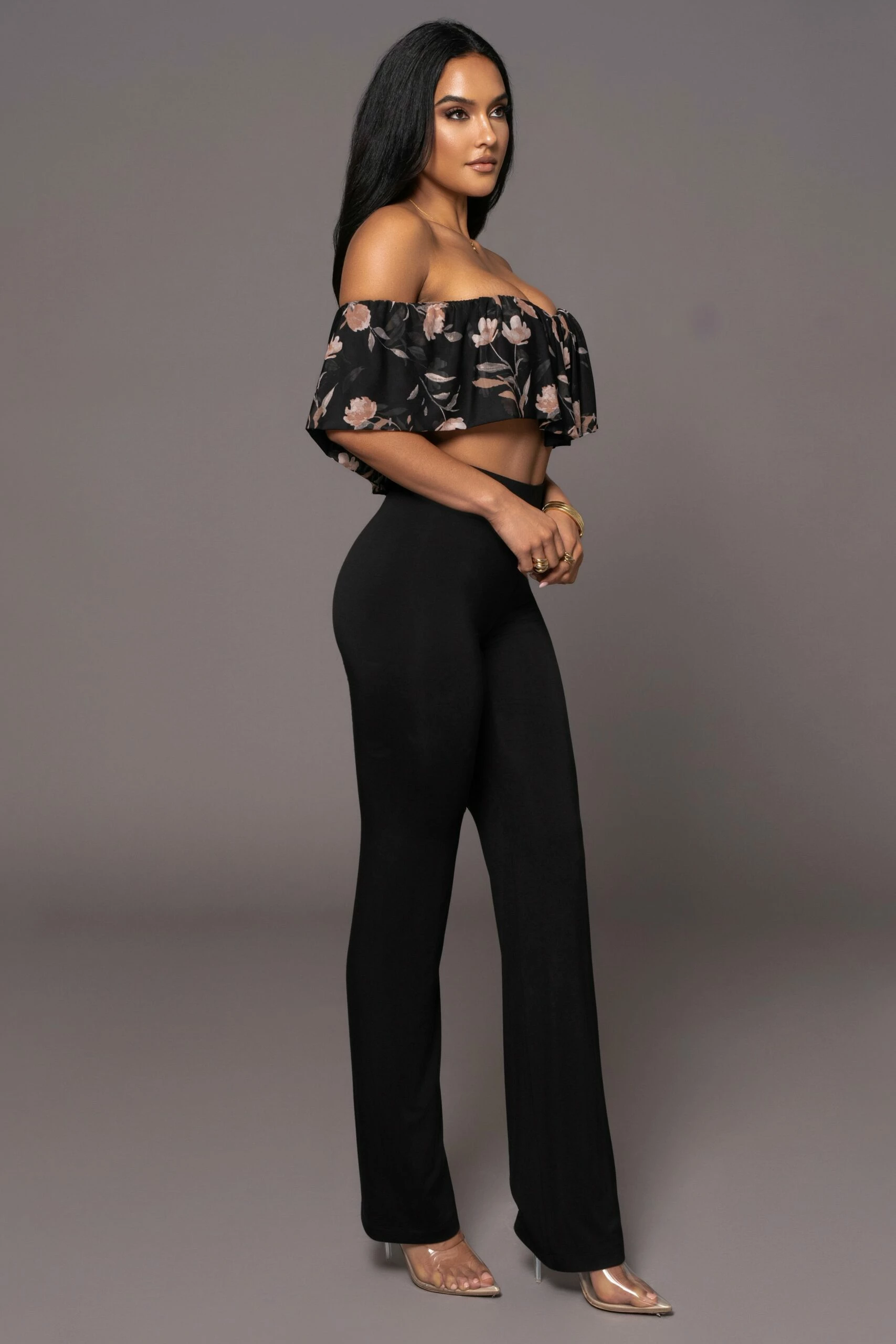 Black Floral Garden Party Crop Top 9 Black Floral Garden Party Crop Top - Image 7