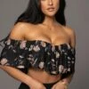 Black Floral Garden Party Crop Top 2 Black Floral Garden Party Crop Top -Jluxlabel Shop PRODUCT MAR162023 43