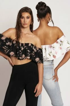 Black Floral Garden Party Crop Top 18 Black Floral Garden Party Crop Top -Jluxlabel Shop PRODUCT MAR202023 30