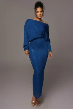 Blue Night Sky Sequin Skirt Set