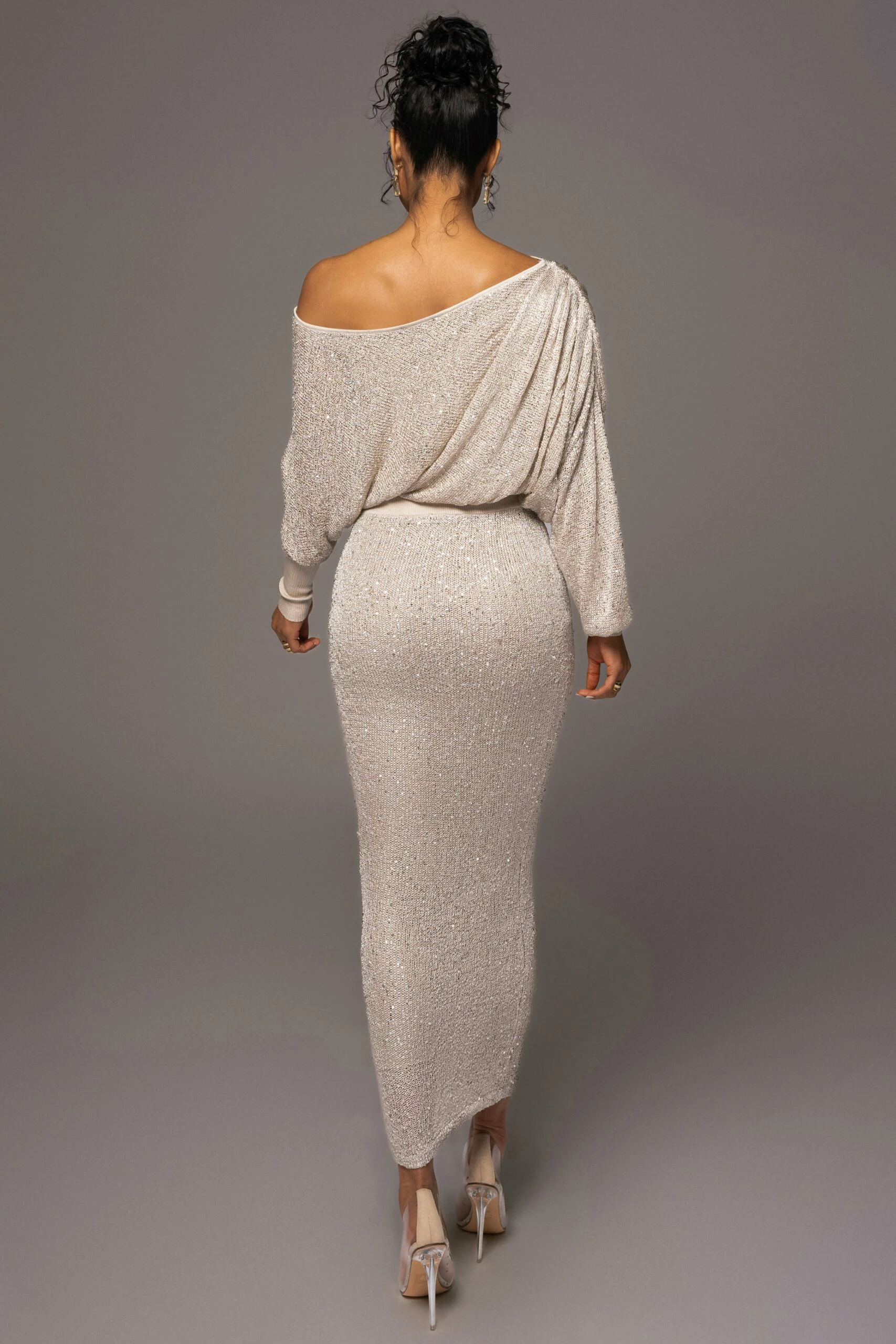 Beige Night Sky Sequin Skirt Set 14 Beige Night Sky Sequin Skirt Set - Image 12