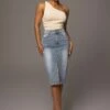 Denim Vintage Blues Slit Skirt