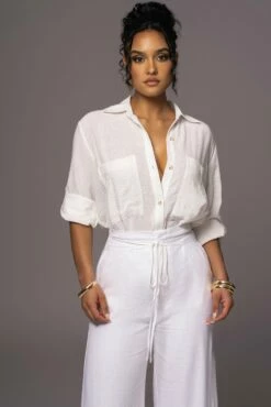 Off White By The Coast Crinkled Button Up