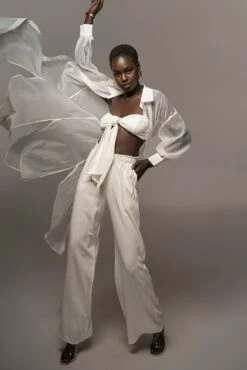 White Lia Button Front Shirt Dress