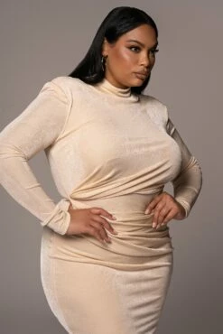 Buttercream Kara Mock Neck Dress 14 Buttercream Kara Mock Neck Dress -Jluxlabel Shop PRODUCT NOV162021 PLUSSIZE 36
