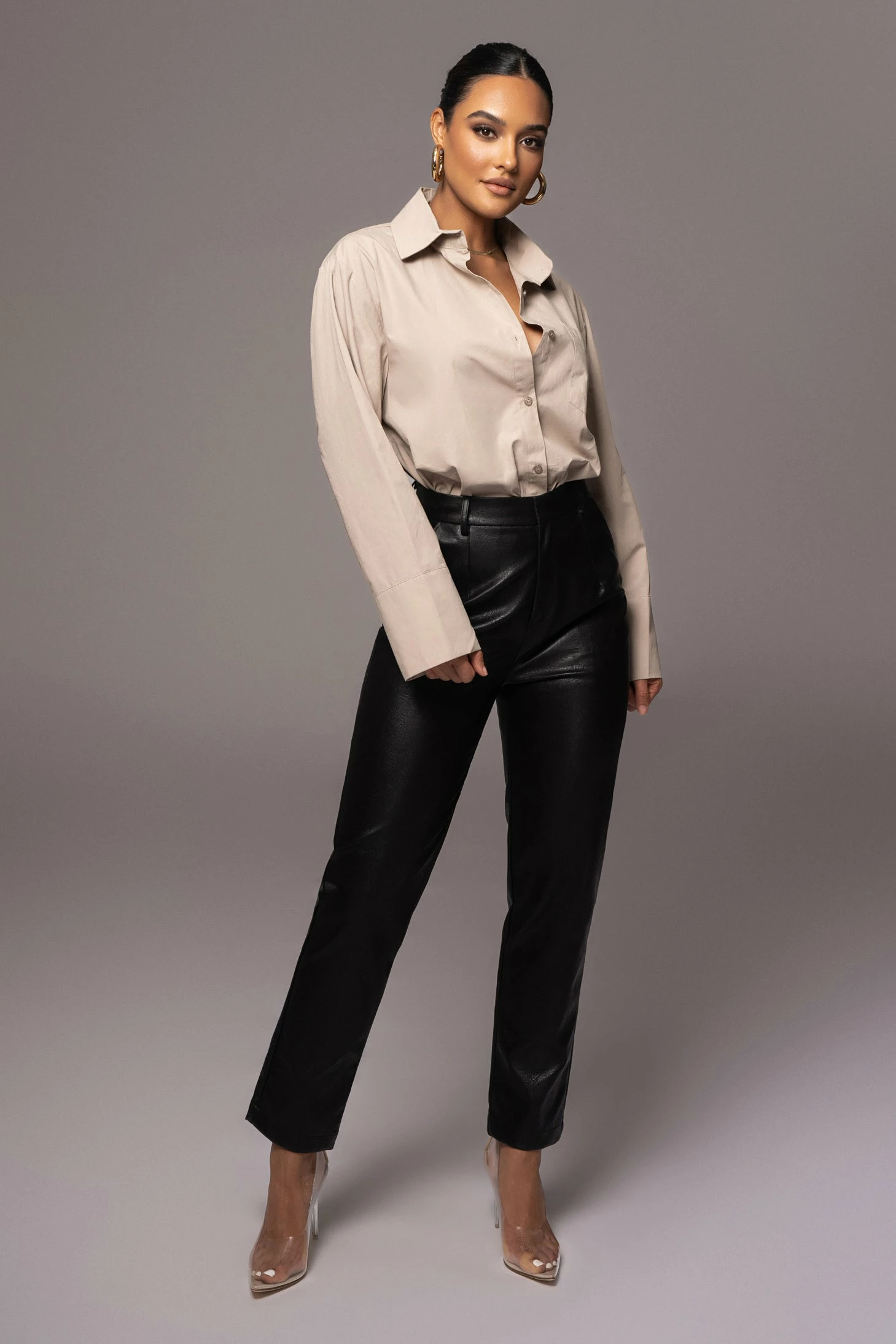 Khaki Classic Button Up Shirt 3 Khaki Classic Button Up Shirt