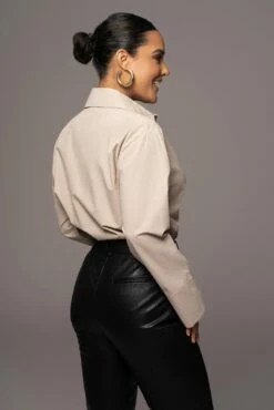 Khaki Classic Button Up Shirt 11 Khaki Classic Button Up Shirt -Jluxlabel Shop PRODUCT NOV172022 205