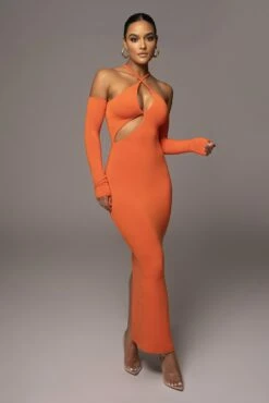 Orange Soledad Cross Maxi Dress