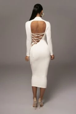 Ivory Shaye Mock Neck Dress