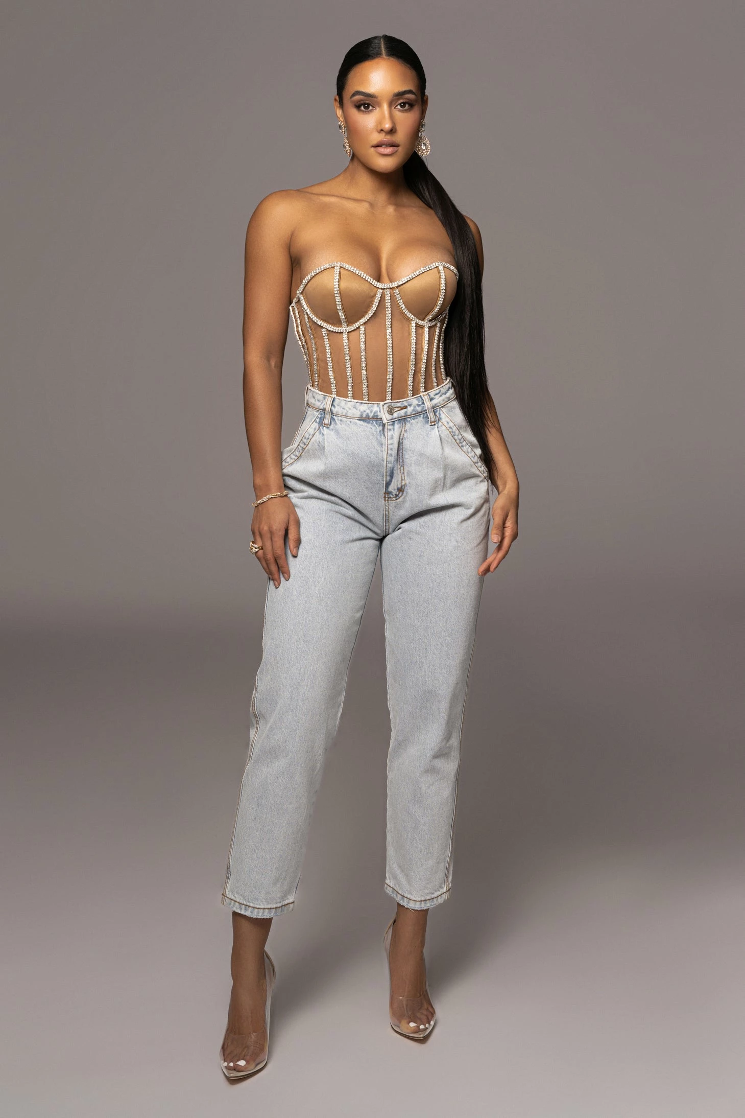 LIMITED EDITION Tan Rhinestone Crystal Corset 8 LIMITED EDITION Tan Rhinestone Crystal Corset - Image 6